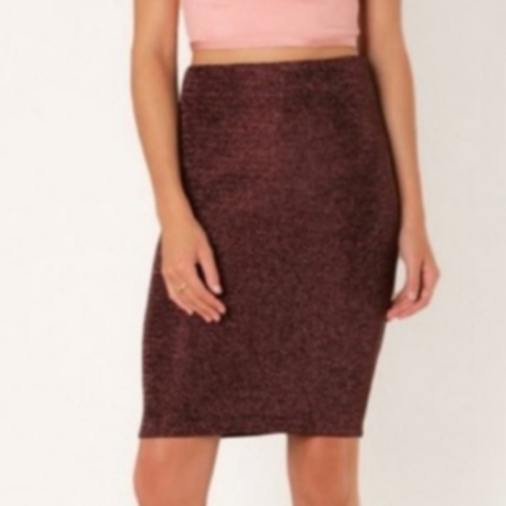 WoW Couture Lurex Metallic High Waist Bodycon Pencil Skirt